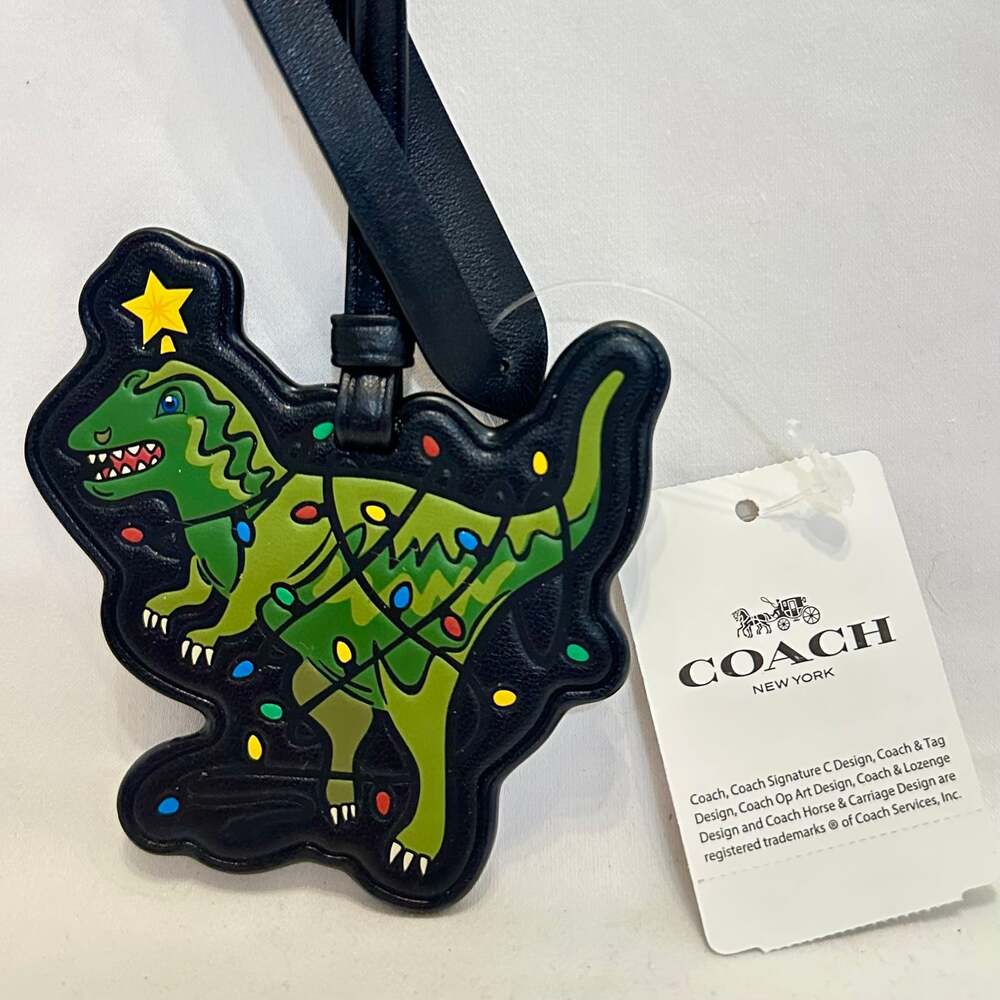 COACH Black Multi Rexy Holiday Tree Canvas/Leather Bag Charm NWT CF088 - Picture 2 of 5